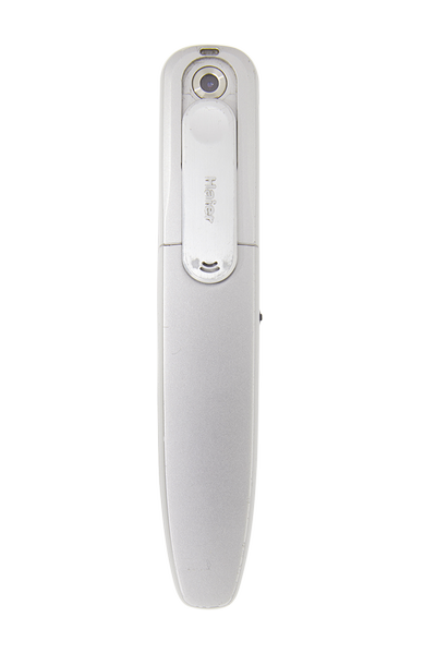 The rear view shows how literally the P7 followed the pen-phone idea, combining a long pocket clip with its camera and battery cover.